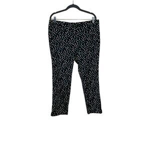 Ann Taylor green and white polka dot ankle pants with black background size 12